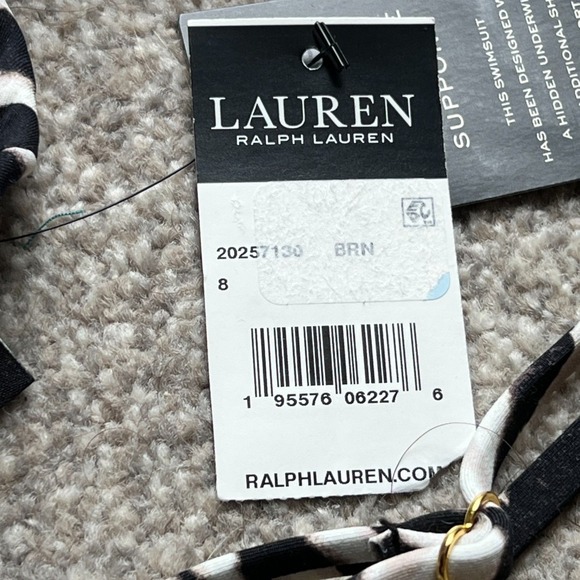 LAUREN RALPH‎ LAUREN SWIM Top sz 8 M Double strap Zebra Bikini Animal - Picture 6 of 11